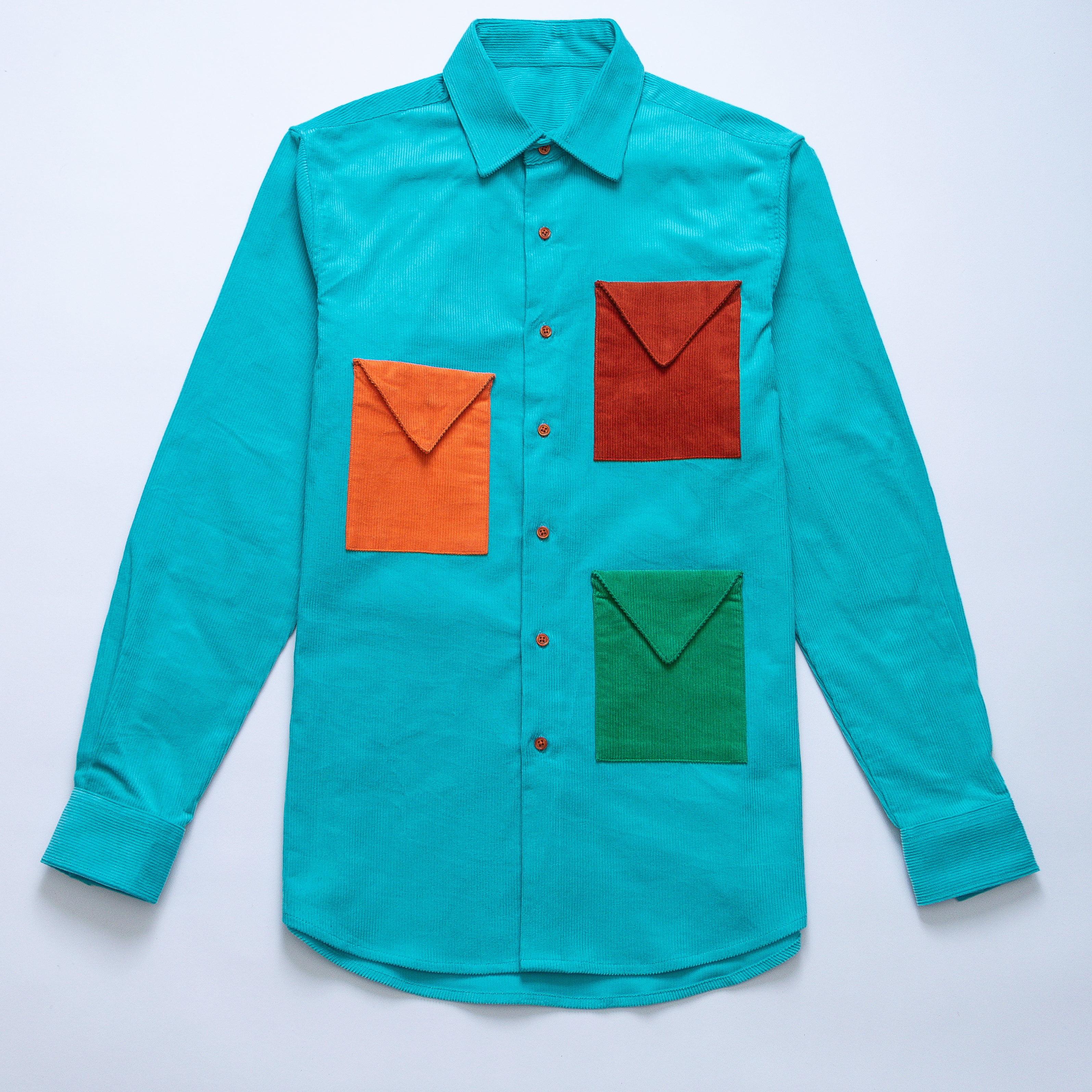 Sapphire Blue Multicolor Corduroy Shirt