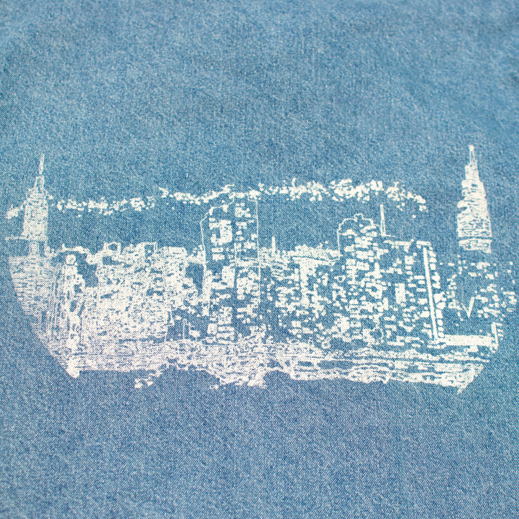 NYC Skyline Distressed Denim Shirt