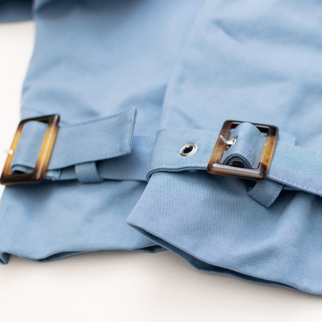 Topaz Blue Cropped Car Coat